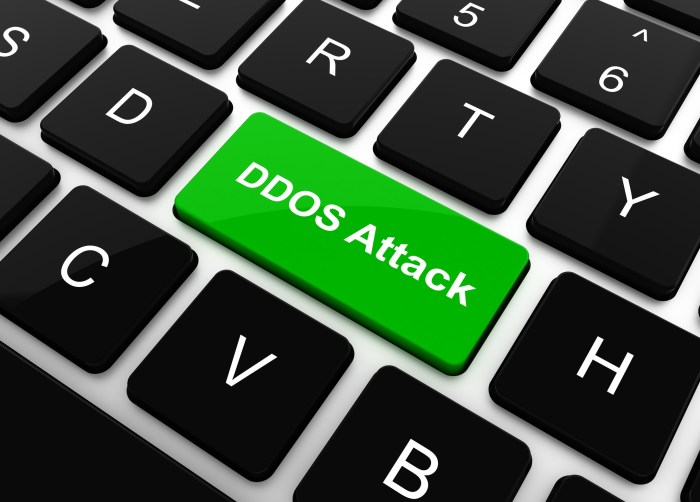 DDOS Attack on Red Button on Black Computer Keyboard.